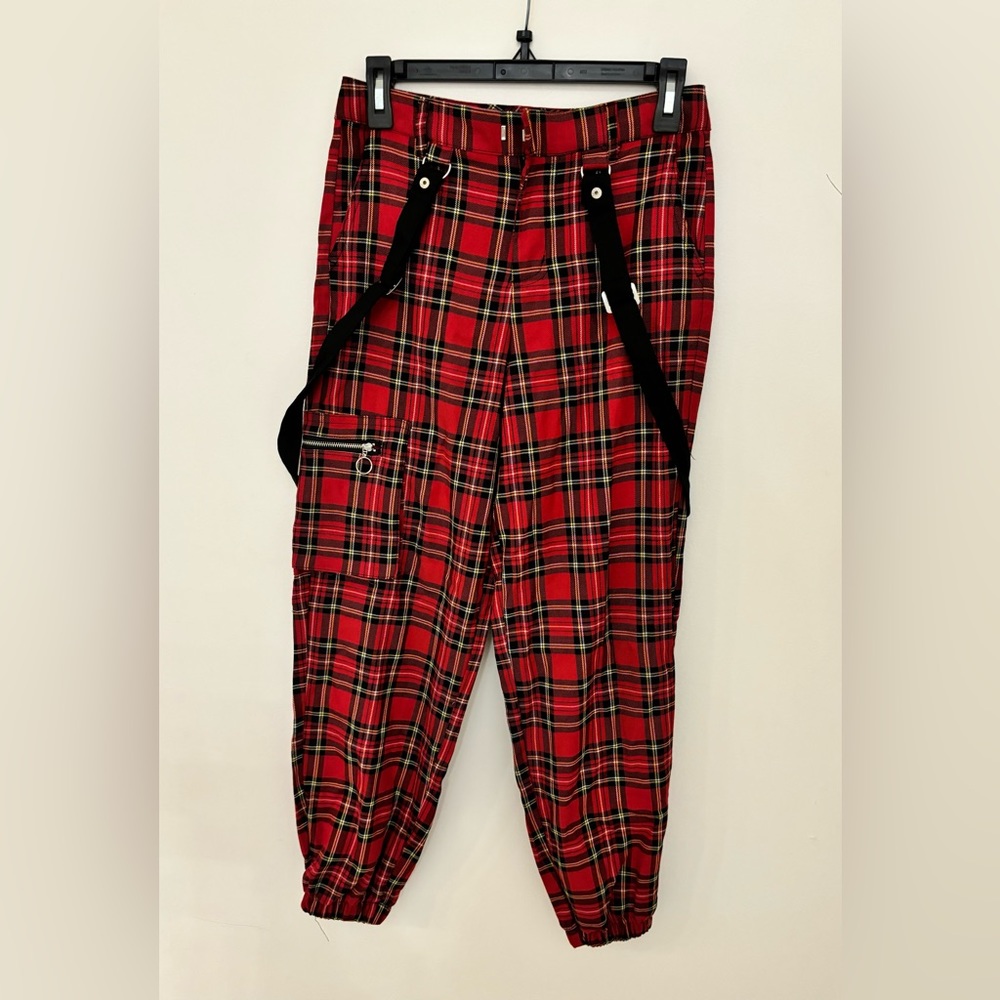 Red and black plaid women’s pants